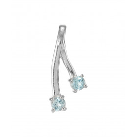 Pendentif Argent 925 Rhodié 2 Topazes bleues traitées Motif composé 2 branches serties pierres 3mm diamètre Les dimensions...