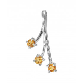 Pendentif Argent 925 Rhodié 3 Citrines Motif composé 3 branches serties pierres 3mm diamètre Les dimensions du pendentif s...