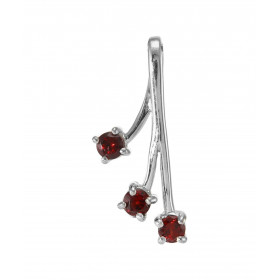 Pendentif Argent 925 Rhodié 3 Grenats Motif composé 3 branches serties pierres 3mm diamètre Les dimensions du pendentif so...
