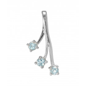 Pendentif Argent 925 Rhodié 3 Topazes bleues traitées Motif composé 3 branches serties pierres 3mm diamètre Les dimensions...
