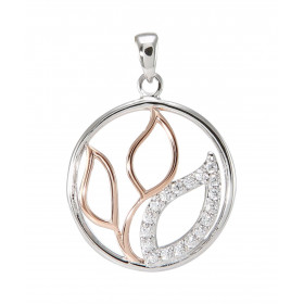 Pendentif Argent 925 Rhodié Rosé motif Fleurs Oxydes Pendentif serti 18 oxydes zirconium 1.3mm diamètre Dimensions du pend...