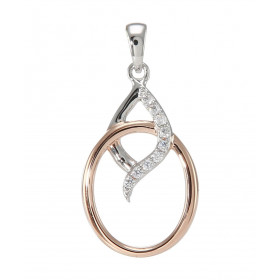 Pendentif Argent 925 Rhodié Rosé pavés d Oxydes Motif composé d un ovale rosé d une forme abstraite partiellement pavée d ...