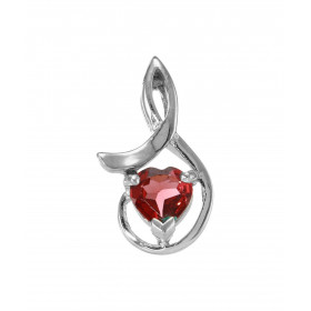 Pendentif Argent 925 Rhodié Grenat Coeur 6x6mm