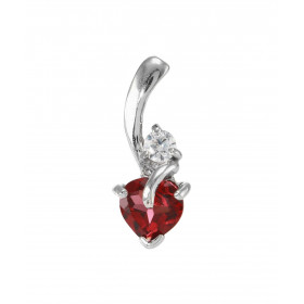 Pendentif Argent 925 Rhodié Grenat Coeur Oxyde Motif serti d un Grenat forme coeur 6x6mm d un oxyde rond 3mm diamètre Les ...