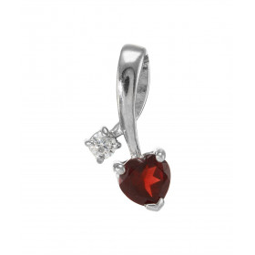 Pendentif Argent 925 Rhodié Grenat Coeur Oxyde Motif serti d un Grenat forme coeur 6x6mm d un oxyde rond 3mm diamètre Les ...