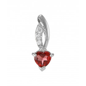 Pendentif Argent 925 Rhodié Grenat Coeur Oxydes Motif serti d un Grenat forme coeur 6x6mm 3 oxydes ronds Les dimensions du...