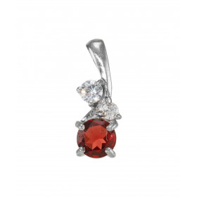 Pendentif Argent 925 Rhodié Grenat Oxydes Motif serti d un Grenat rond 6mm 2 oxydes ronds 3 3.5mm Les dimensions du penden...