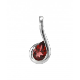 Pendentif Argent 925 Rhodié Grenat poire 7x5mm