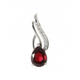 Pendentif Argent 925 Rhodié Grenat Poire 8x6mm Oxydes Motif moderne un pavage 7 oxydes 1mm La pierre centrale est sertie à...
