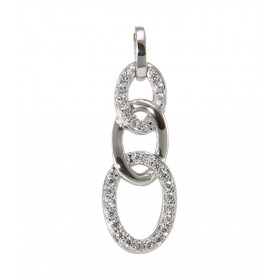 Pendentif Argent 925 Rhodié Maillons pavés d Oxydes Motif composé 3 maillons fixes Le pavage est composé 27 oxydes zirconi...