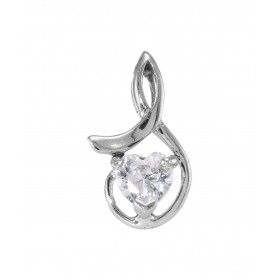 Pendentif Argent 925 Rhodié Oxyde de zirconium Coeur 6x6mm. Motif serti d'une pierre en forme de coeur de 6x6mm. Les dimen...