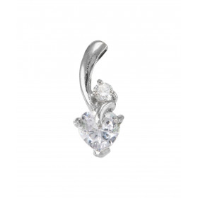 Pendentif Argent 925 Rhodié Oxyde zirconium Coeur Motif serti une pierre forme coeur 6x6mm d une pierre ronde 3mm diamètre...