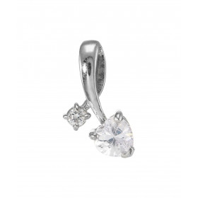 Pendentif Argent 925 Rhodié Oxyde zirconium Coeur Motif serti d une pierre forme coeur 6x6mm d une pierre ronde 3mm diamèt...