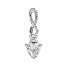 Pendentif Argent 925 Rhodié Oxyde zirconium Coeur Motif serti une pierre forme coeur 6x6mm d une pierre ronde 2.5mm diamèt...