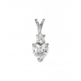 Pendentif Argent 925 Rhodié Oxyde zirconium Coeur Motif serti d une pierre forme coeur 6x6mm d une pierre ronde 3mm diamèt...