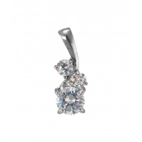 Pendentif Argent 925 Rhodié Oxyde zirconium Motif serti d une pierre centrale ronde 6mm 2 pierres rondes 3 3.5mm Les dimen...