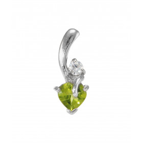 Pendentif Argent 925 Rhodié Péridot Coeur Oxyde Motif serti d un Péridot forme coeur 6x6mm d un oxyde rond 3mm diamètre Le...