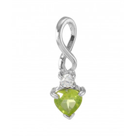 Pendentif Argent 925 Rhodié Péridot Coeur Oxyde Motif serti une Péridot forme coeur 6x6mm d un oxyde rond 2.5mm diamètre L...