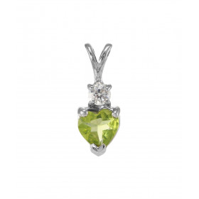 Pendentif Argent 925 Rhodié Péridot Coeur Oxyde Motif serti d un Péridot forme coeur 6x6mm d un oxyde rond 3mm diamètre Le...