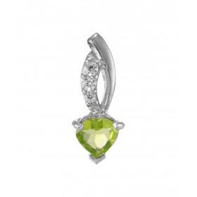 Pendentif Argent 925 Rhodié Péridot Coeur Oxydes Motif serti d un Péridot forme coeur 6x6mm 3 oxydes ronds Les dimensions ...