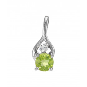 Pendentif Argent 925 Rhodié Péridot Oxyde Motif serti d un Péridot rond 6mm d un oxyde rond 3mm diamètre Les dimensions du...
