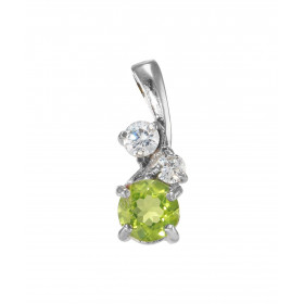 Pendentif Argent 925 Rhodié Péridot Oxydes Motif serti d un Péridot rond 6mm 2 oxydes ronds 3 3.5mm Les dimensions du pend...
