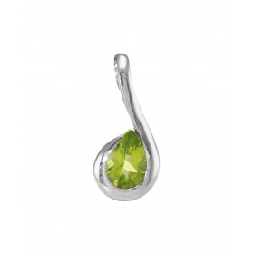 Pendentif Argent 925 Rhodié Péridot poire 7x5mm