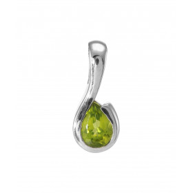 Pendentif Argent 925 Rhodié Péridot poire 7x5mm