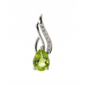 Pendentif Argent 925 Rhodié Péridot Poire 8x6mm Oxydes Motif moderne un pavage 7 oxydes 1mm La pierre centrale est sertie ...
