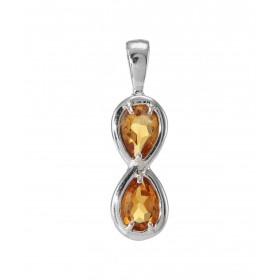 Pendentif Argent 925 Rhodié Signe Infini et Citrines