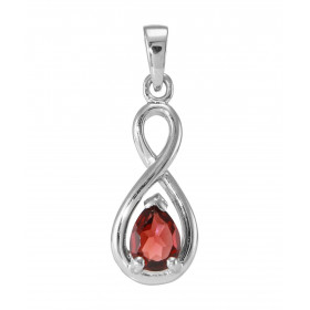 Pendentif Argent 925 Rhodié Signe Infini Grenat poire 7x5mm Motif composé d un signe infini dans lequel est sertie une pie...