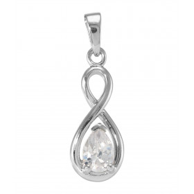 Pendentif Argent 925 Rhodié Signe Infini et Oxyde de zirconium poire 7x5mm