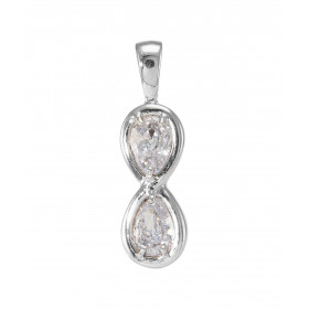 Pendentif Argent 925 Rhodié Signe Infini Oxydes zirconium Motif composé d un signe infini dans lequel sont serties 2 pierr...