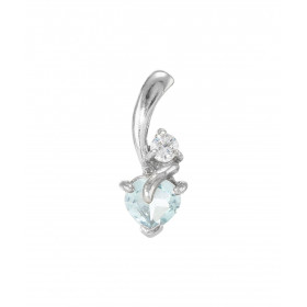 Pendentif Argent 925 Rhodié Topaze bleue traitée Coeur Oxyde Motif serti d une Topaze bleue traitée forme coeur 6x6mm d un...