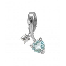 Pendentif Argent 925 Rhodié Topaze bleue traitée Coeur Oxyde Motif serti d une Topaze bleue traitée forme coeur 6x6mm d un...