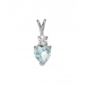 Pendentif Argent 925 Rhodié Topaze bleue traitée Coeur et Oxyde