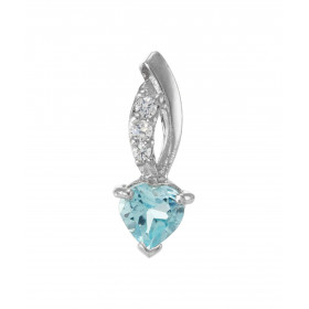Pendentif Argent 925 Rhodié Topaze bleue traitée Coeur Oxydes Motif serti d une Topaze bleue traitée forme coeur 6x6mm 3 o...