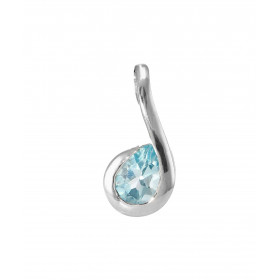 Pendentif Argent 925 Rhodié Topaze bleue traitée poire 7x5mm Motif serti une pierre forme poire Les dimensions pierre sont...