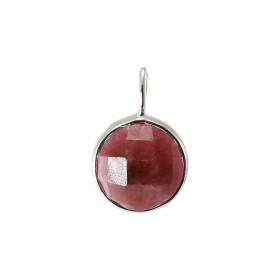 Pendentif Argent 925  Rhodonite Ronde facettée 8mm