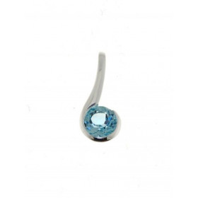 Pendentif Argent 925 Topaze Bleue serti d'une pierre de 6.5 mm. Dimensions du Pendentif : 18 x 8 mm. 