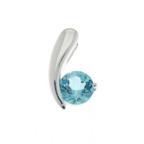 Pendentif Argent 925 Topaze Bleue Traitée serti d une pierre 7mm diamètre Dimensions du pendentif: 17x10mm 