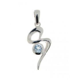 Pendentif Argent 925 Topaze Bleue , motif fantaisie serti d une pierre 4mm Dimensions du pendentif (bélière incluse) : 30 ...