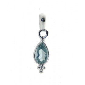 Pendentif Argent 925 Topaze Bleue Traitée serti d'une pierre taille poire de 7x5mm. Dimensions du pendentif (bélière inclu...