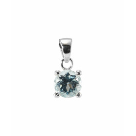 Pendentif Argent 925 Topaze Bleue Traitée ROnde 6mm