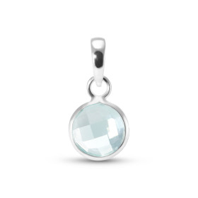  Pendentif Argent 925 Topaze Bleue Traitée Ronde facettée 8mm Pierre facettée ronde 8mm diamètre Dimensions du pendentif (...