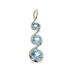 Pendentif Argent 925 Topaze Bleue serti pierres 4, 5 6mm diamètre Dimensions du pendentif (bélière incluse) : 30 x 8 mm 