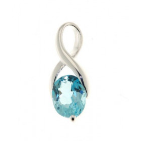 Pendentif Argent 925 Topaze Bleue Traitée Pierre ovale 9 x 7 mm Dimensions du pendentif : 21 x 9 mm 