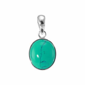 Pendentif Argent 925 Turquoise Reconstituée Cabochon Ovale 14x12mm. Pendentif serti d'une pierre taille cabochon ovale de ...