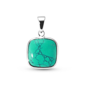 Pendentif Argent 925 Turquoise Reconstituée Coussin 10mm Cabochon Serti Clos Pendentif Argent 925 Turquoise Ce pendentif e...