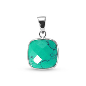 Pendentif Argent 925 Turquoise Reconstituée Coussin 10mm Cabochon Serti Clos Pendentif Argent 925 Turquoise Ce pendentif e...